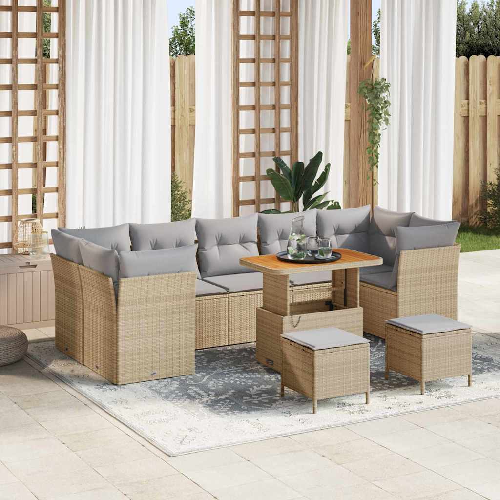 vidaXL Σετ Καναπέ Κήπου 10 pcs Μπεζ συνθετικό ρατάν