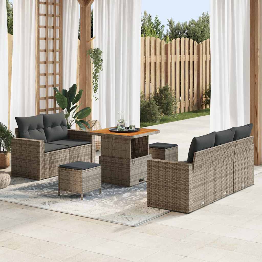 vidaXL Σετ Καναπέ Κήπου με μαξιλάρι 8 pcs Γκρι συνθετικό ρατάν