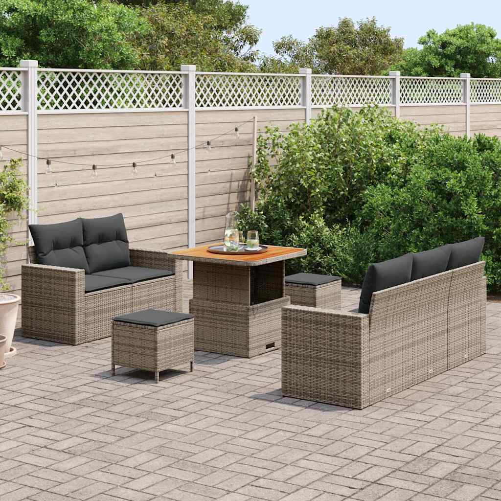 vidaXL Σετ Καναπέ Κήπου με μαξιλάρι 8 pcs Γκρι συνθετικό ρατάν - Image 3