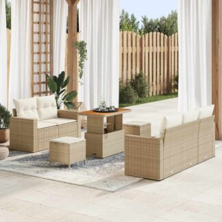 vidaXL Σετ Καναπέ Κήπου 8 pcs Μπεζ συνθετικό ρατάν