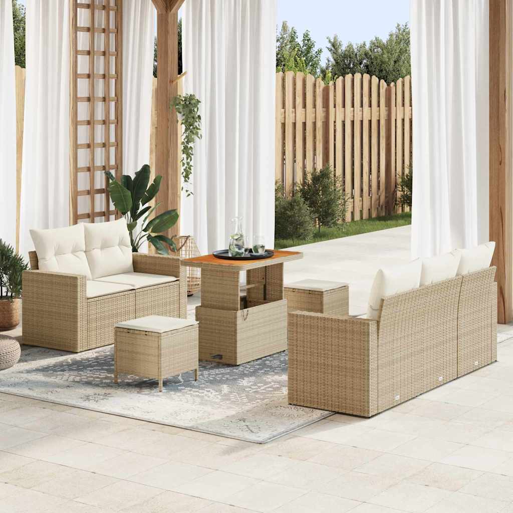 vidaXL Σετ Καναπέ Κήπου 8 pcs Μπεζ συνθετικό ρατάν