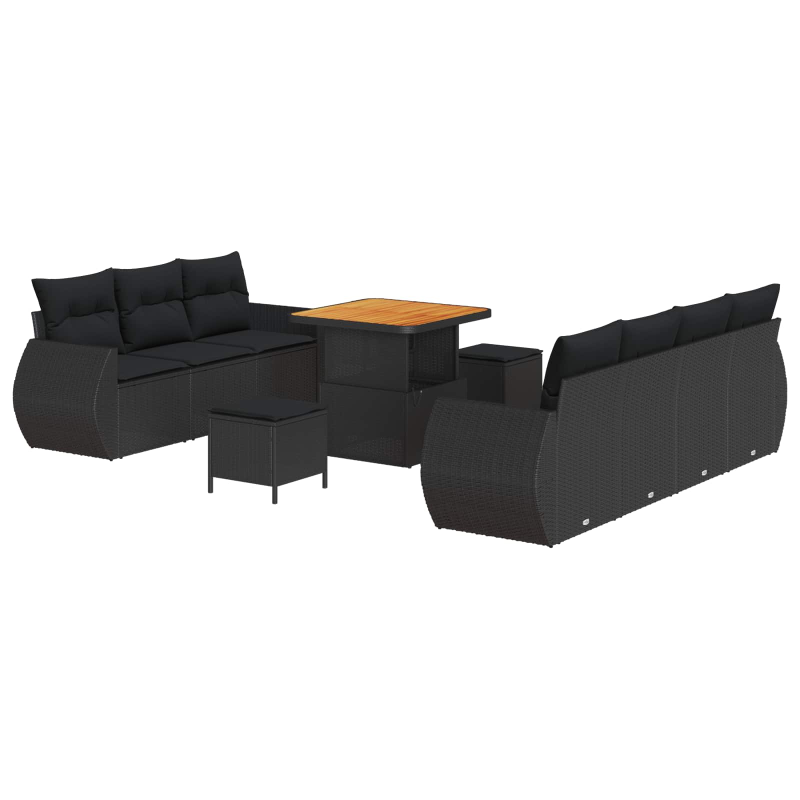 vidaXL Σετ Καναπέ Κήπου με μαξιλάρι 10 pcs Μαύρο συνθετικό ρατάν - Image 2
