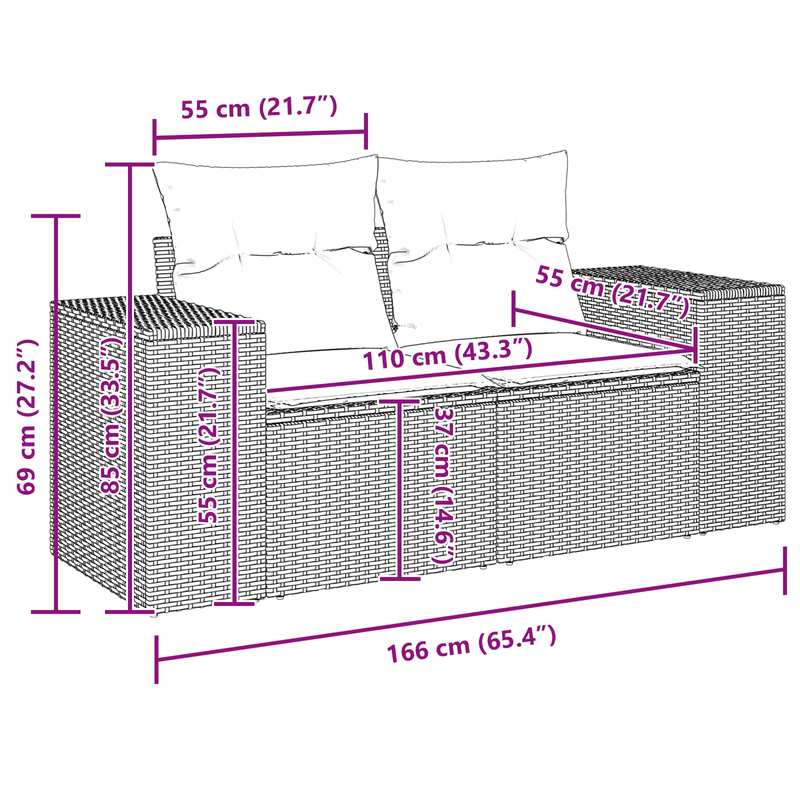 vidaXL Σετ Καναπέ Κήπου 8 pcs Μαύρο συνθετικό ρατάν - Image 4