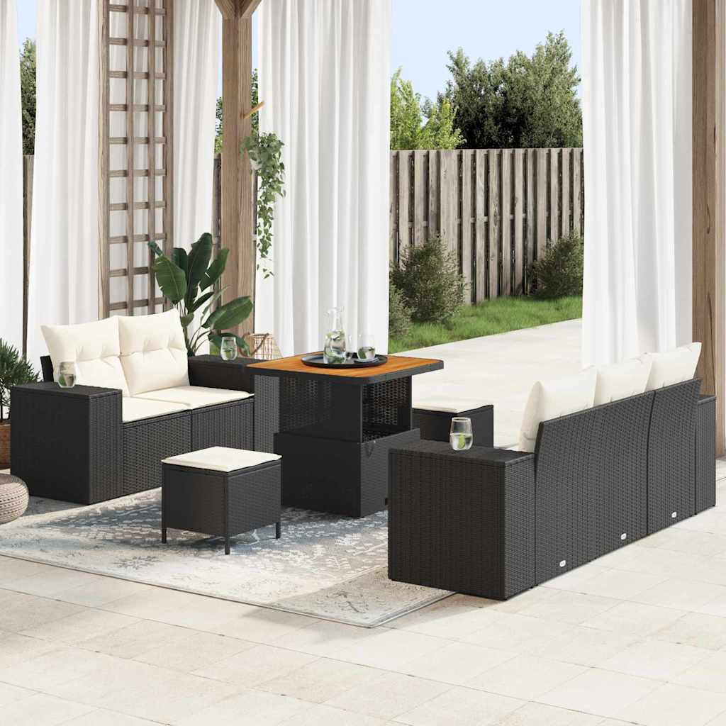 vidaXL Σετ Καναπέ Κήπου 8 pcs Μαύρο συνθετικό ρατάν