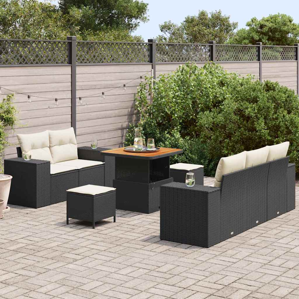 vidaXL Σετ Καναπέ Κήπου 8 pcs Μαύρο συνθετικό ρατάν - Image 3