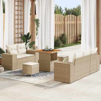 vidaXL Σετ Καναπέ Κήπου 8 pcs Μπεζ συνθετικό ρατάν