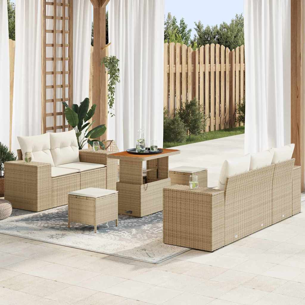 vidaXL Σετ Καναπέ Κήπου 8 pcs Μπεζ συνθετικό ρατάν