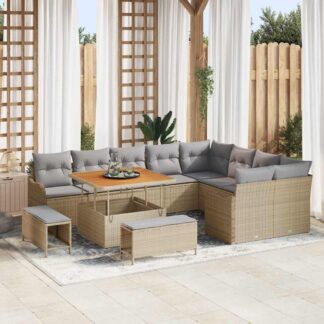 vidaXL Σετ Καναπέ Κήπου 12 τμχ. Μπεζ συνθετικό ρατάν