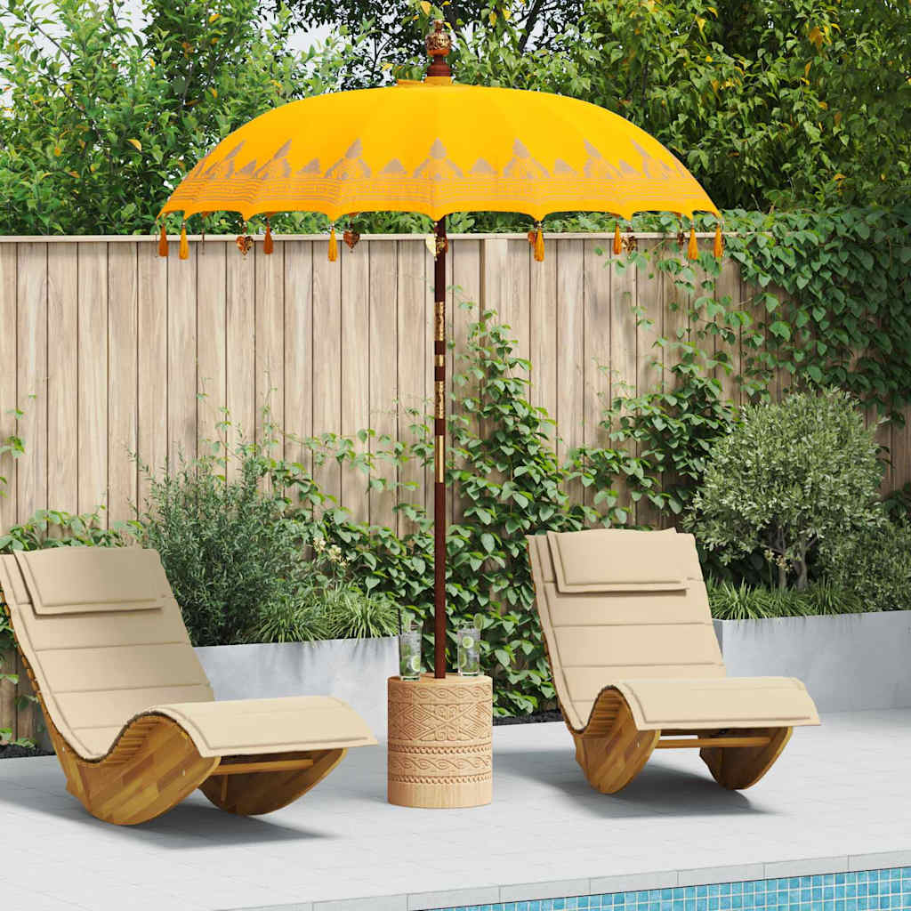 vidaXL Μπαλινέζικη ομπρέλα με βάση Κίτρινο 185 x 185 x 260 εκ Βαμβάκι