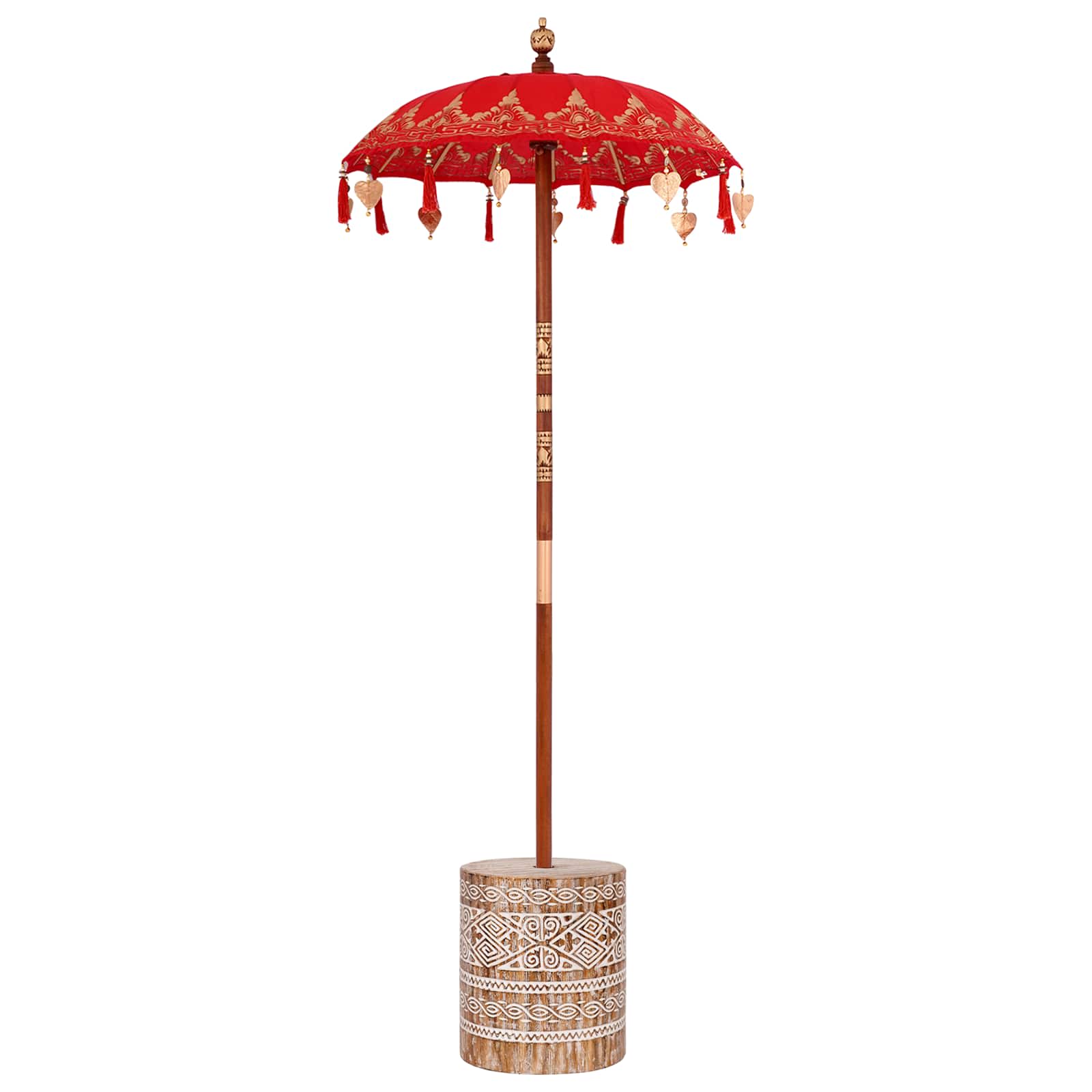 vidaXL Μπαλινέζικη ομπρέλα με βάση Κόκκινο 95 x 95 x 260 εκ. Βαμβάκι - Image 2