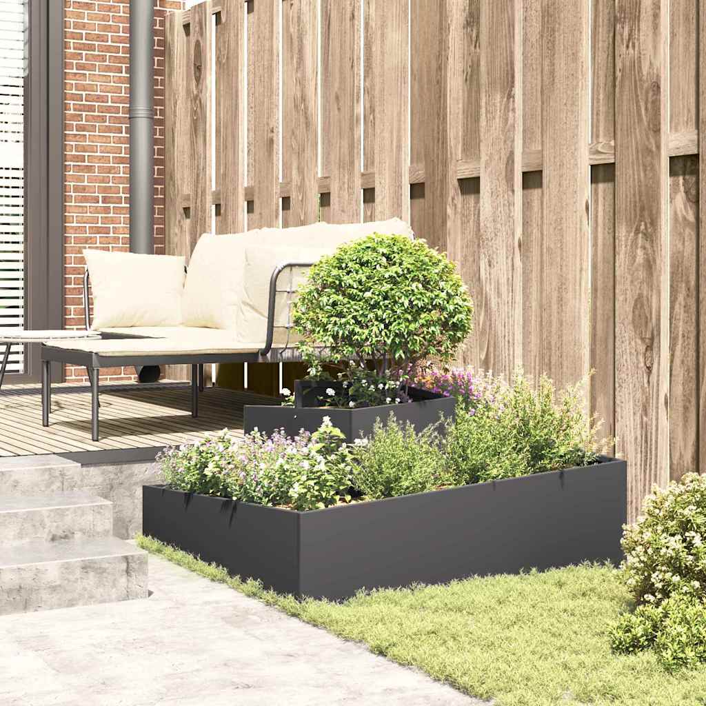 vidaXL Γλάστρα Κήπου Μαύρο 100 x 100 x 50 cm Ψυχρής έλασης χάλυβας - Image 4
