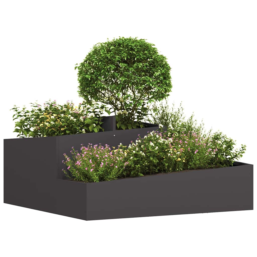 vidaXL Γλάστρα Κήπου Μαύρο 100 x 100 x 50 cm Ψυχρής έλασης χάλυβας - Image 3
