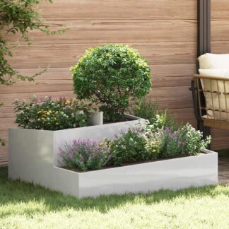 vidaXL Γλάστρα Κήπου Ασημί 100 x 100 x 50 cm Ανοξείδωτο Ατσάλι