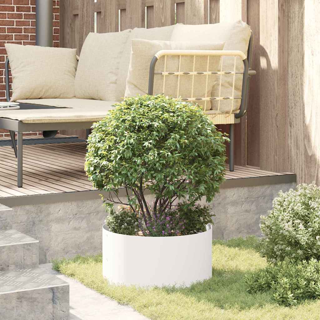 vidaXL Δακτύλιος γλάστρας Λευκό 40 x 40 x 20 cm Ψυχρής έλασης χάλυβας - Image 4