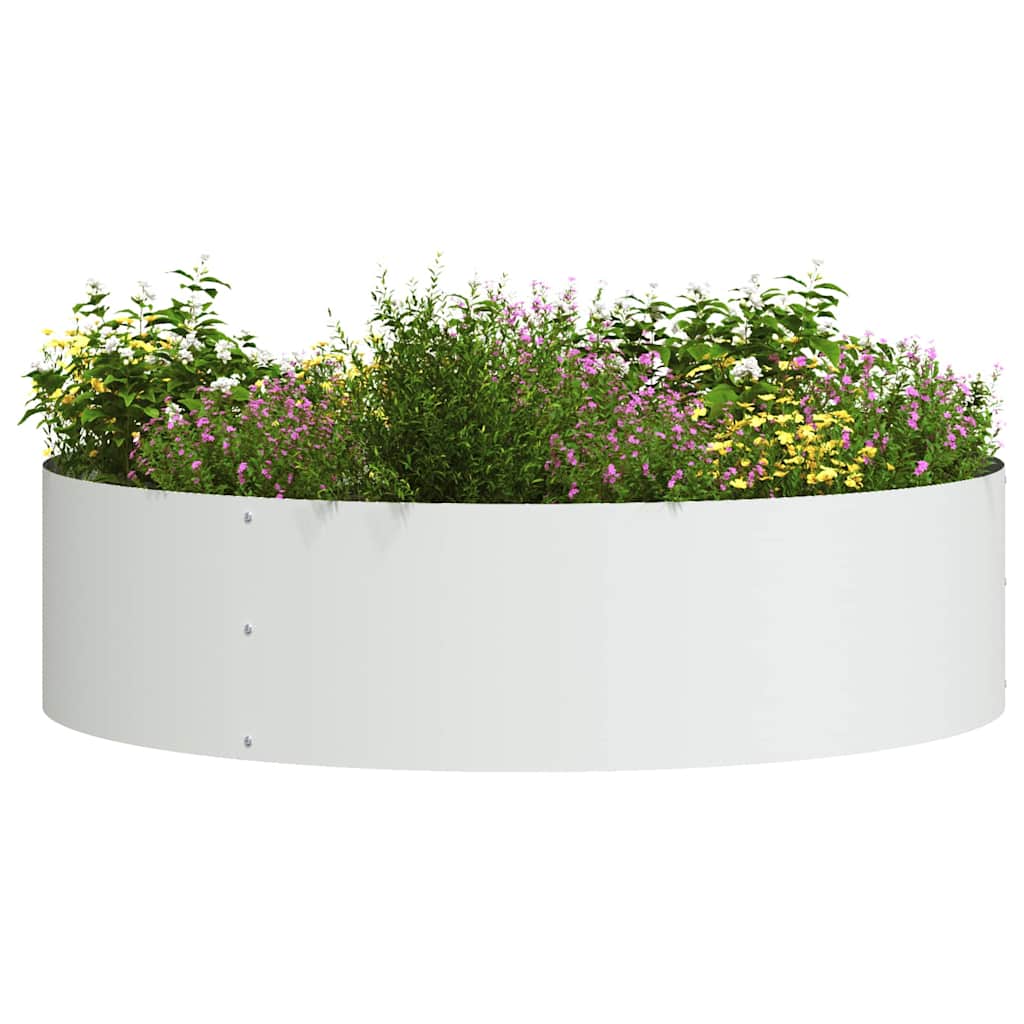 vidaXL Δακτύλιος γλάστρας Λευκό 80 x 80 x 20 cm Ψυχρής έλασης χάλυβας - Image 3