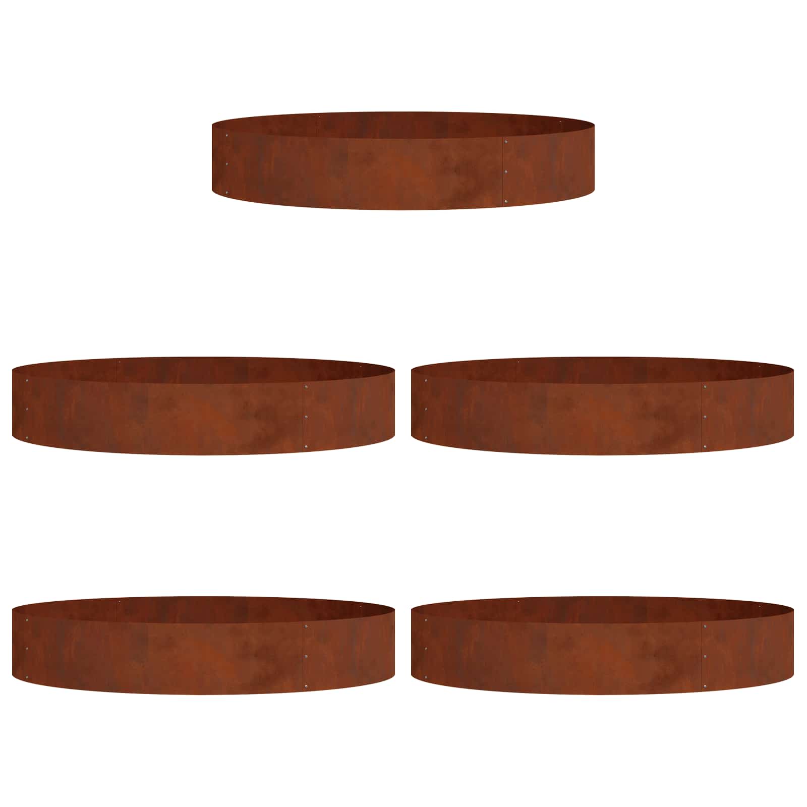 vidaXL Δακτύλιος γλάστρας 5 τμχ. Σκ rusty 120 x 120 x 20 εκ. - Image 2