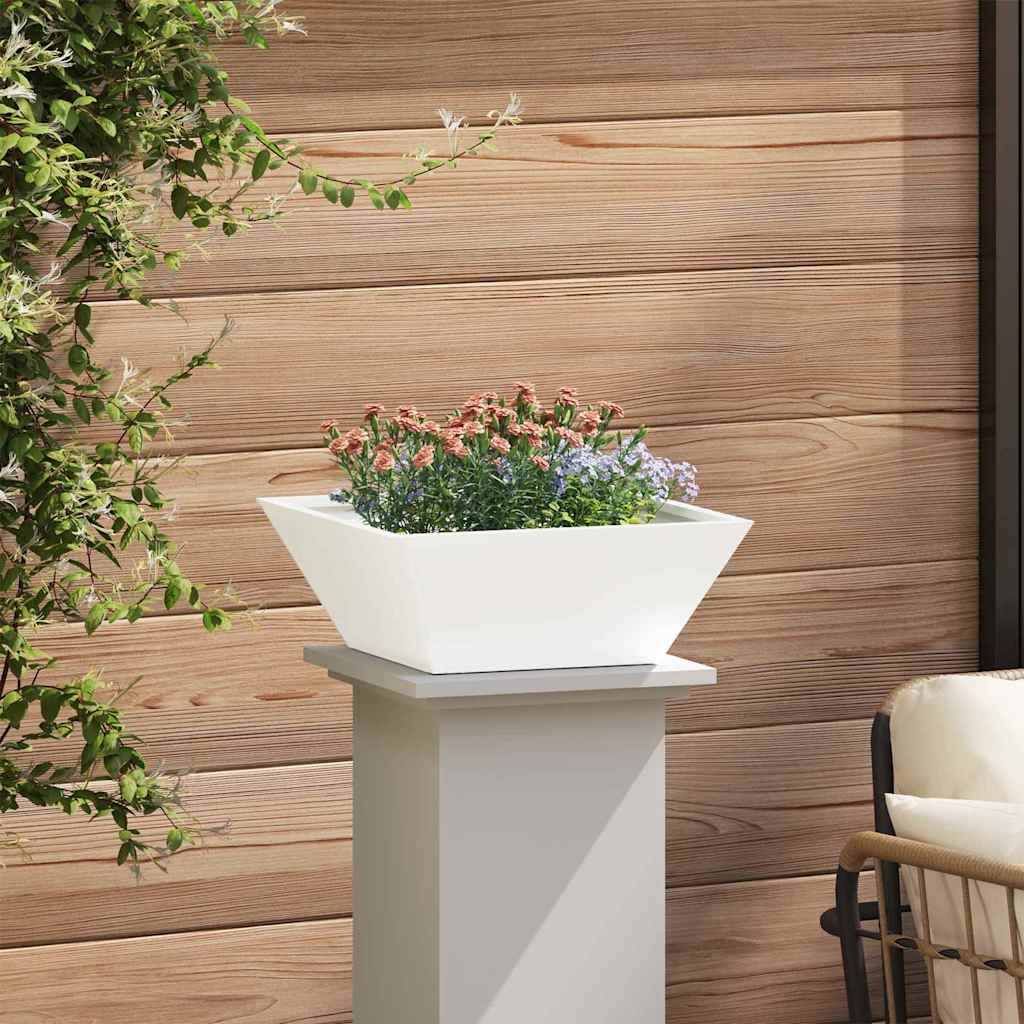 vidaXL Γλάστρα Κήπου Λευκό 40 x 40 x 15 cm Ψυχρής έλασης χάλυβας - Image 4