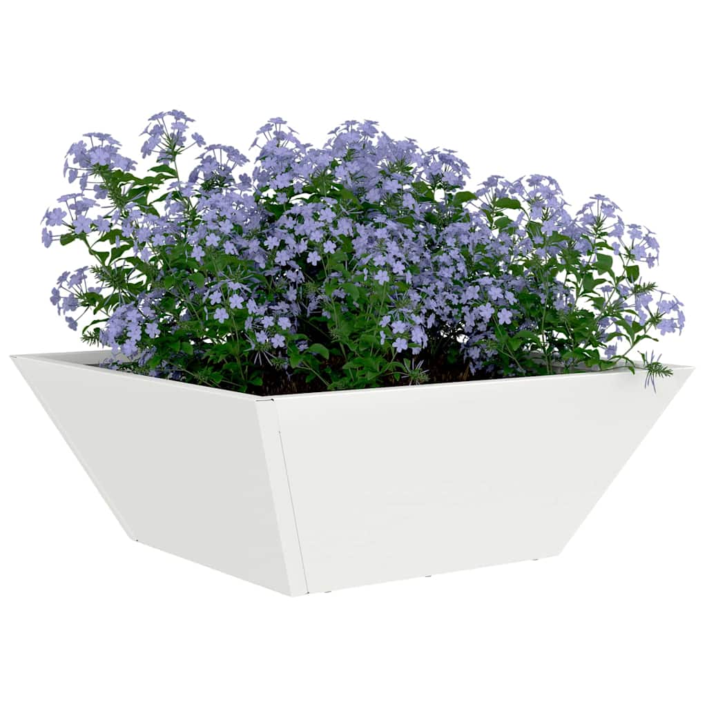 vidaXL Γλάστρα Κήπου Λευκό 40 x 40 x 15 cm Ψυχρής έλασης χάλυβας - Image 3