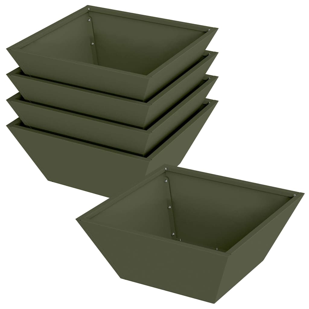 vidaXL Γλάστρα Κήπου 5 τμχ. Λαδί 40 x 40 x 15 cm Ψυχρής έλασης χάλυβας - Image 2