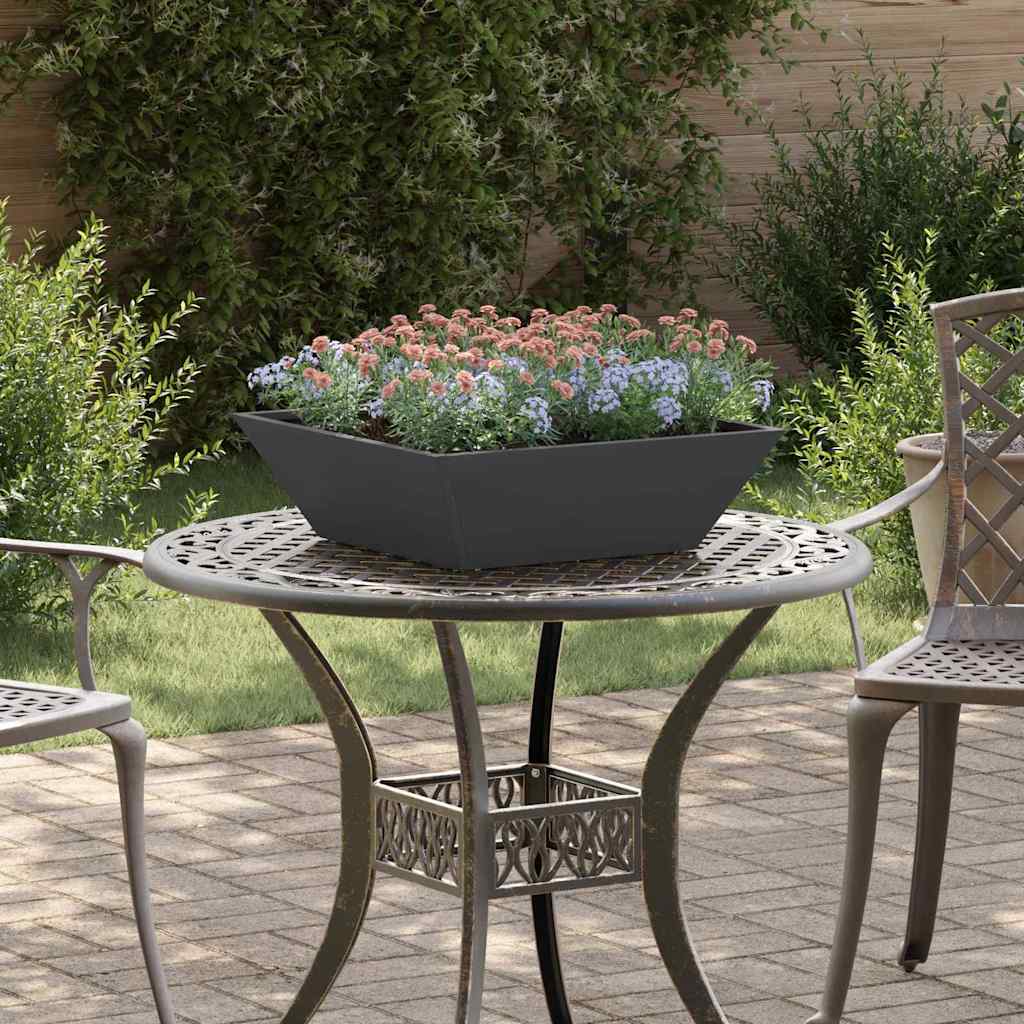 vidaXL Γλάστρα Κήπου Μαύρο 50 x 50 x 15 cm Ψυχρής έλασης χάλυβας