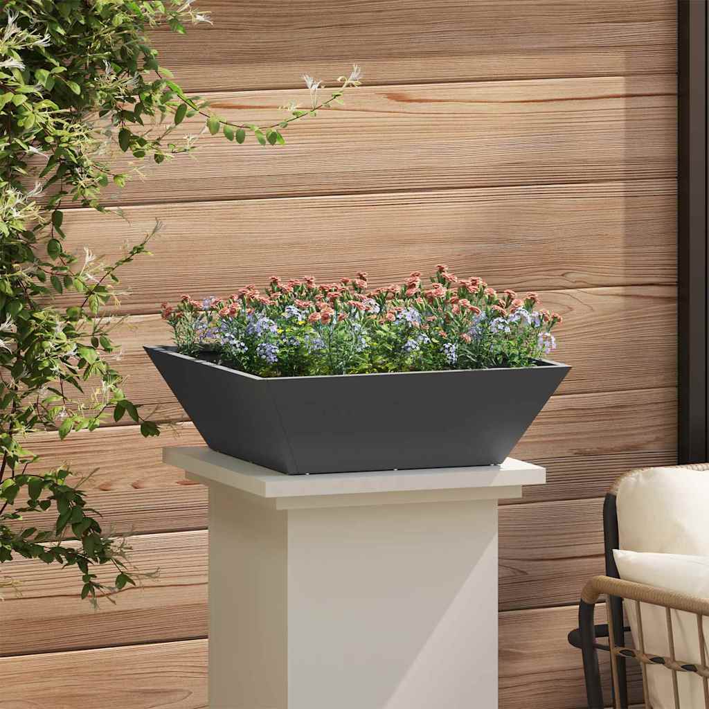 vidaXL Γλάστρα Κήπου Μαύρο 50 x 50 x 15 cm Ψυχρής έλασης χάλυβας - Image 4