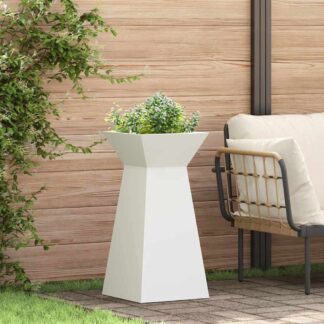 vidaXL Γλάστρα Πυλώνας Λευκό 35 x 35 x 73 εκ. Ψυχρής έλασης χάλυβας