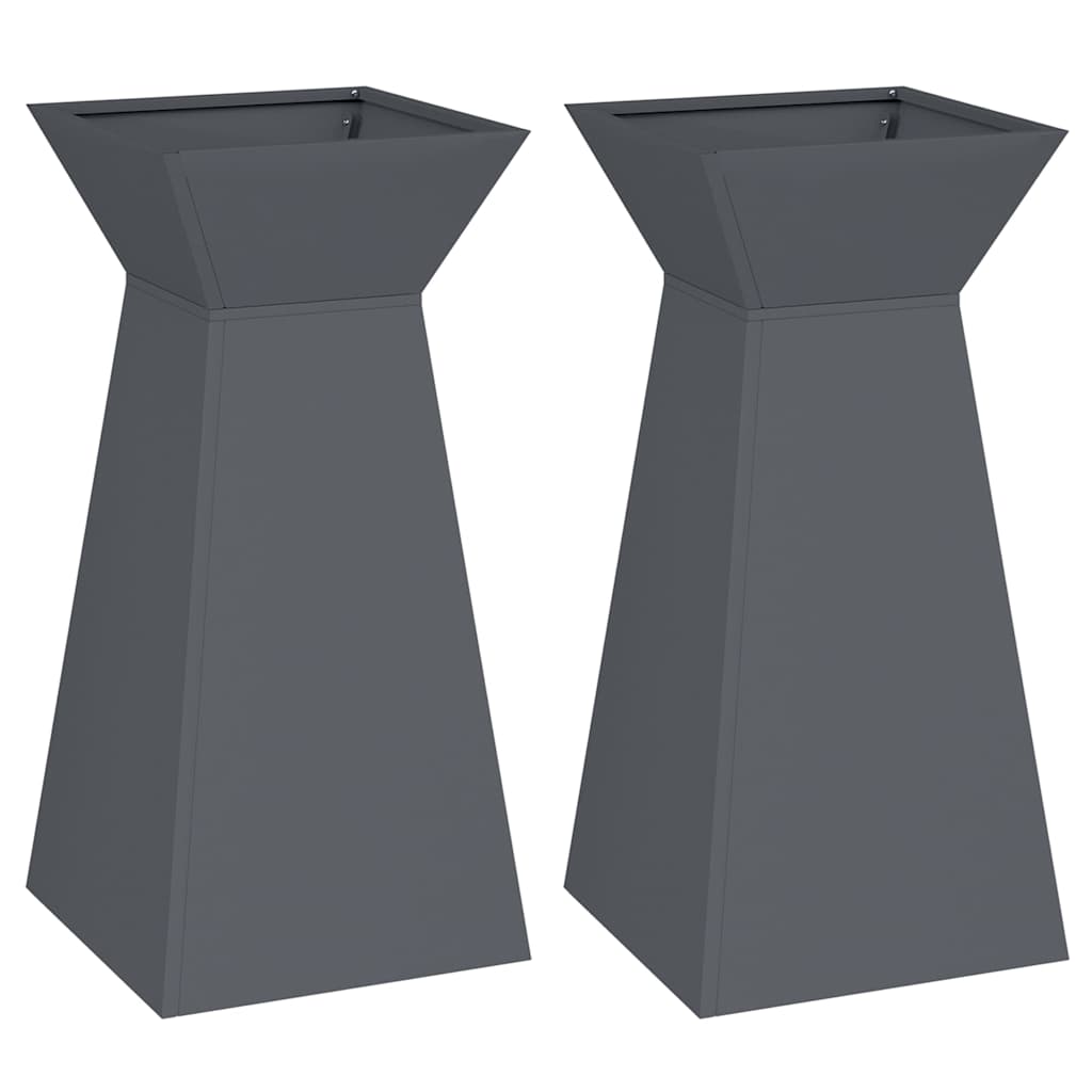 vidaXL Γλάστρα Πυλώνας 2 τμχ. Ανθρακί 35 x 35 x 73 εκ. - Image 2