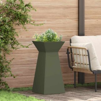 vidaXL Γλάστρα Πυλώνας Λαδί 35 x 35 x 73 εκ. Ψυχρής έλασης χάλυβας