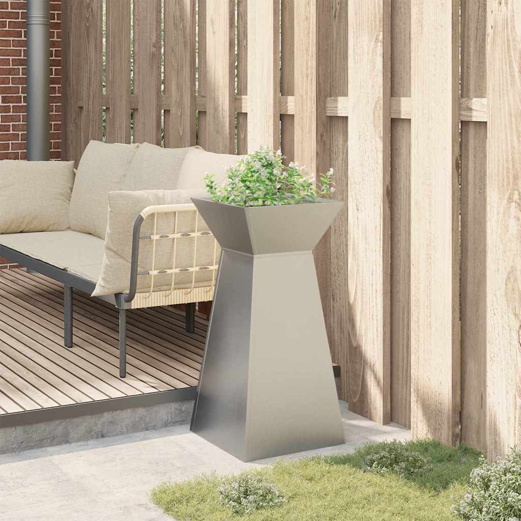 vidaXL Γλάστρα Πυλώνας Ασημί 35 x 35 x 73 εκ. Ανοξείδωτο Ατσάλι - Image 4