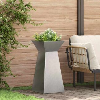 vidaXL Γλάστρα Πυλώνας 2 τμχ. Ασημί 35 x 35 x 73 εκ. Ανοξείδωτο Ατσάλι