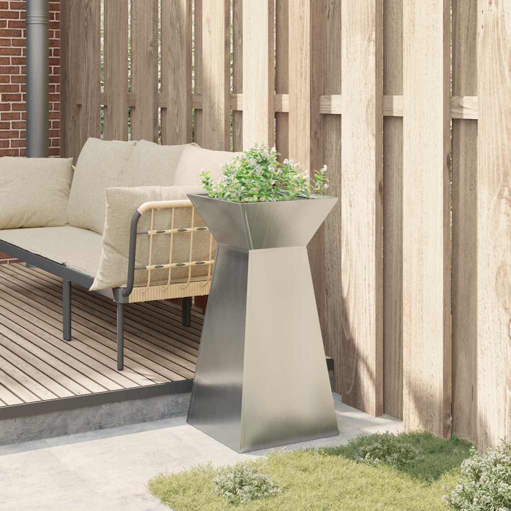 vidaXL Γλάστρα Πυλώνας Ασημί 35 x 35 x 73 εκ. Γαλβανισμένος Χάλυβας - Image 4