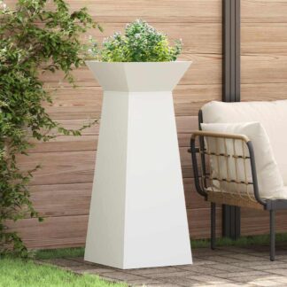 vidaXL Γλάστρα Πυλώνας Λευκό 40 x 40 x 100 cm Ψυχρής έλασης χάλυβας