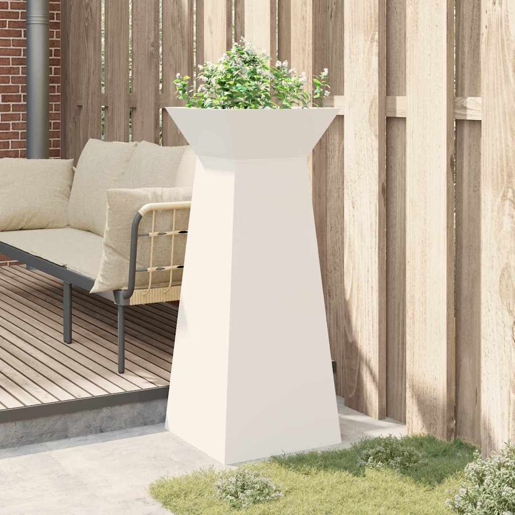 vidaXL Γλάστρα Πυλώνας Λευκό 40 x 40 x 100 cm Ψυχρής έλασης χάλυβας - Image 4
