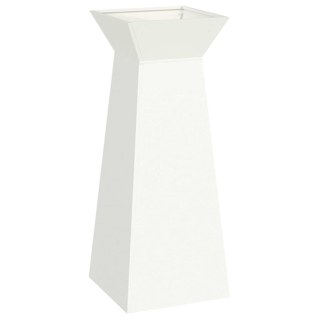vidaXL Γλάστρα Πυλώνας Λευκό 40 x 40 x 100 cm Ψυχρής έλασης χάλυβας - Image 2