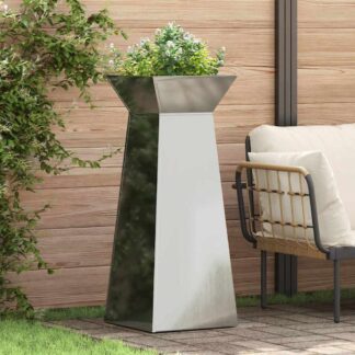 vidaXL Γλάστρα Πυλώνας Ασημί 40 x 40 x 100 cm Γαλβανισμένος Χάλυβας