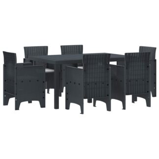 vidaXL Σέτ φαγητού για κήπο 7 τμχ. Ανθρακί Rattan Polt