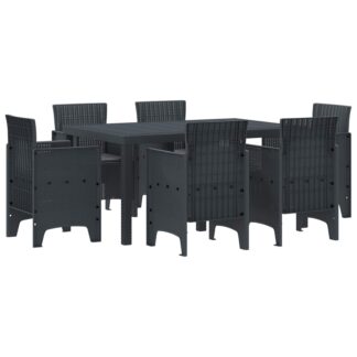 vidaXL Σέτ φαγητού για κήπο 7 τμχ. Ανθρακί Rattan Polt