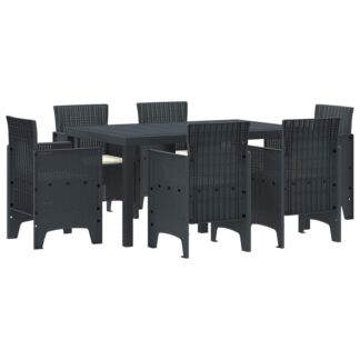 vidaXL Σέτ φαγητού για κήπο 7 τμχ. Ανθρακί Rattan Polt