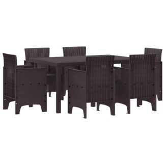 vidaXL Σέτ φαγητού για κήπο 7 τμχ. Καφέ Rattan Polt