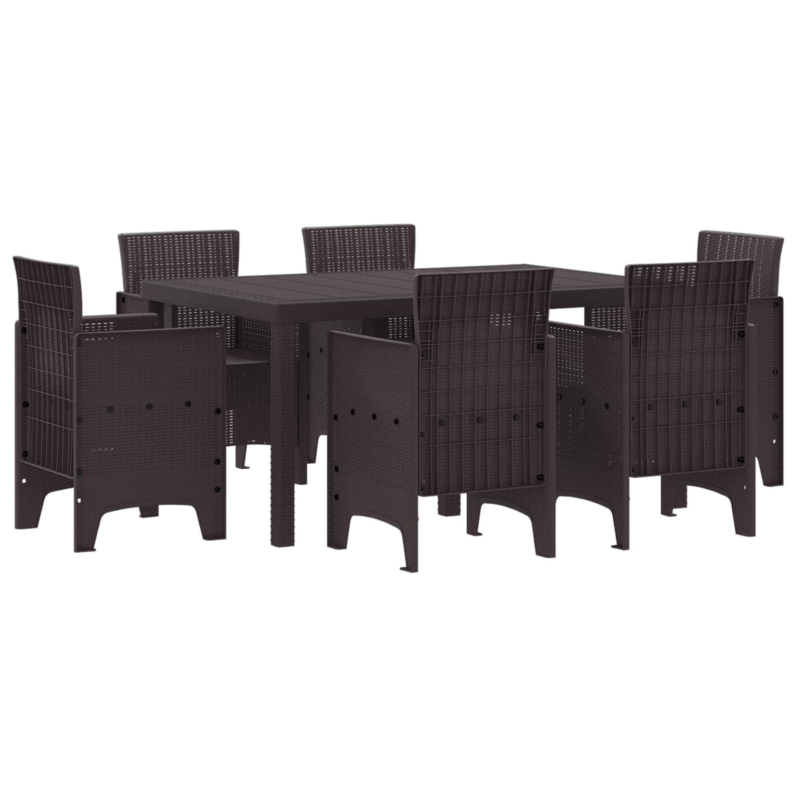 vidaXL Σέτ φαγητού για κήπο 7 τμχ. Καφέ Rattan Polt