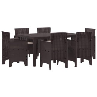 vidaXL Σέτ φαγητού για κήπο 7 τμχ. Καφέ Rattan Polt