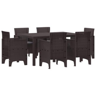vidaXL Σέτ φαγητού για κήπο 7 τμχ. Καφέ Rattan Polt