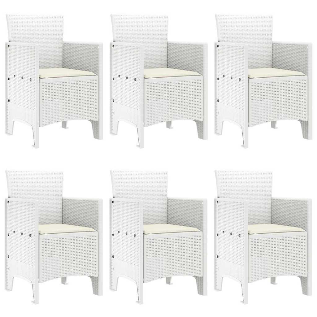 vidaXL Σέτ φαγητού για κήπο 7 τμχ. Λευκό Rattan Polt - Image 4