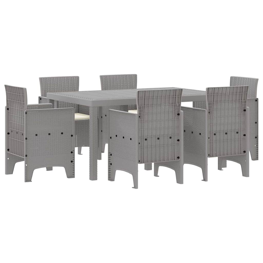 vidaXL Σέτ φαγητού για κήπο 7 τμχ. Ανοιχτό γκρι Rattan Polt - Image 2
