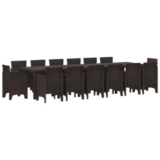 vidaXL Σέτ φαγητού για κήπο 15 τμχ. Καφέ Rattan Polt