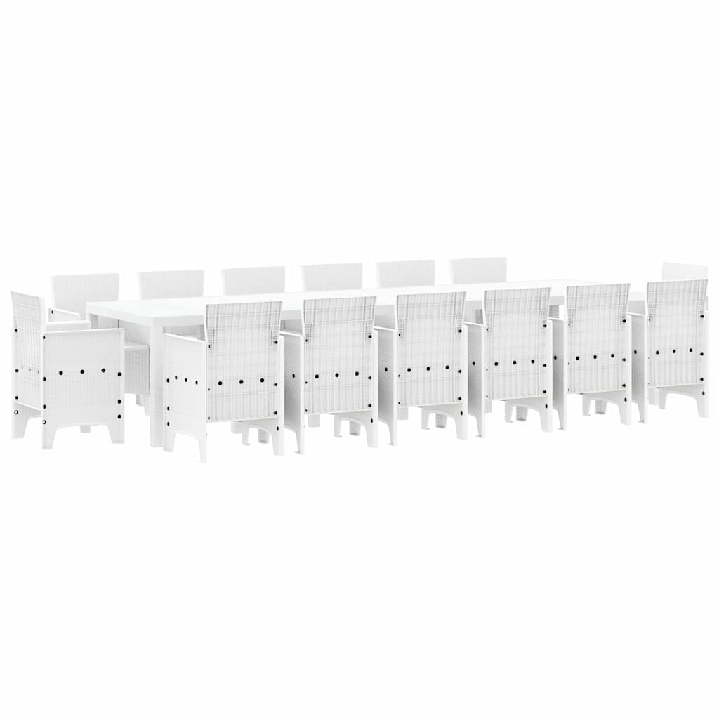 vidaXL Σέτ φαγητού για κήπο 15 τμχ. Λευκό Rattan Polt - Image 2