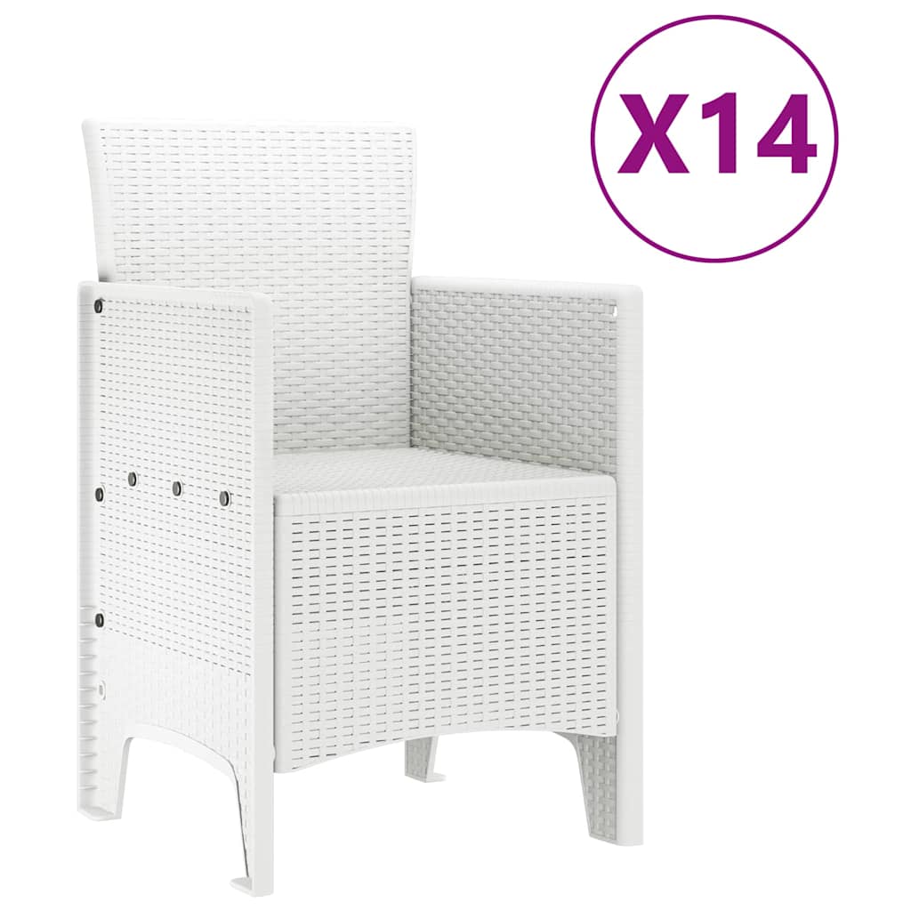 vidaXL Σέτ φαγητού για κήπο 15 τμχ. Λευκό Rattan Polt - Image 5
