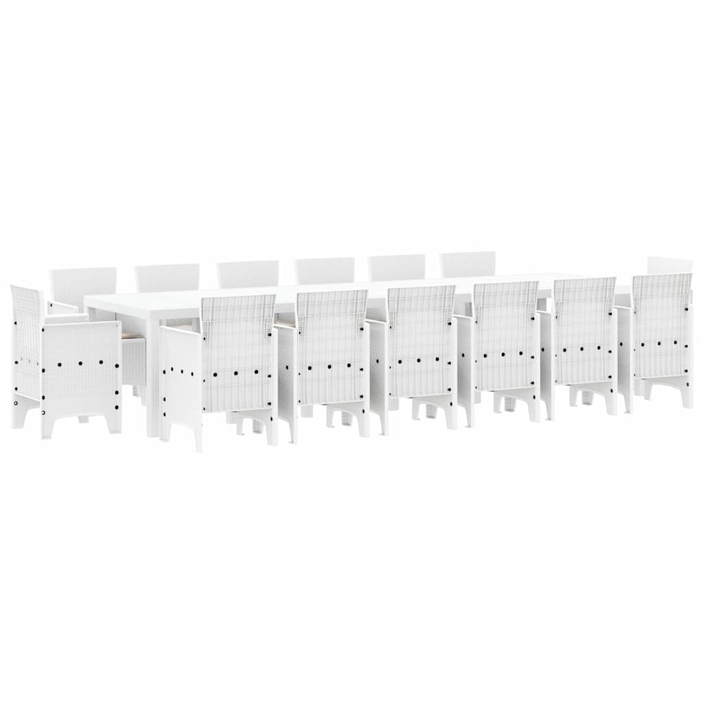 vidaXL Σέτ φαγητού για κήπο 15 τμχ. Λευκό Rattan Polt - Image 2