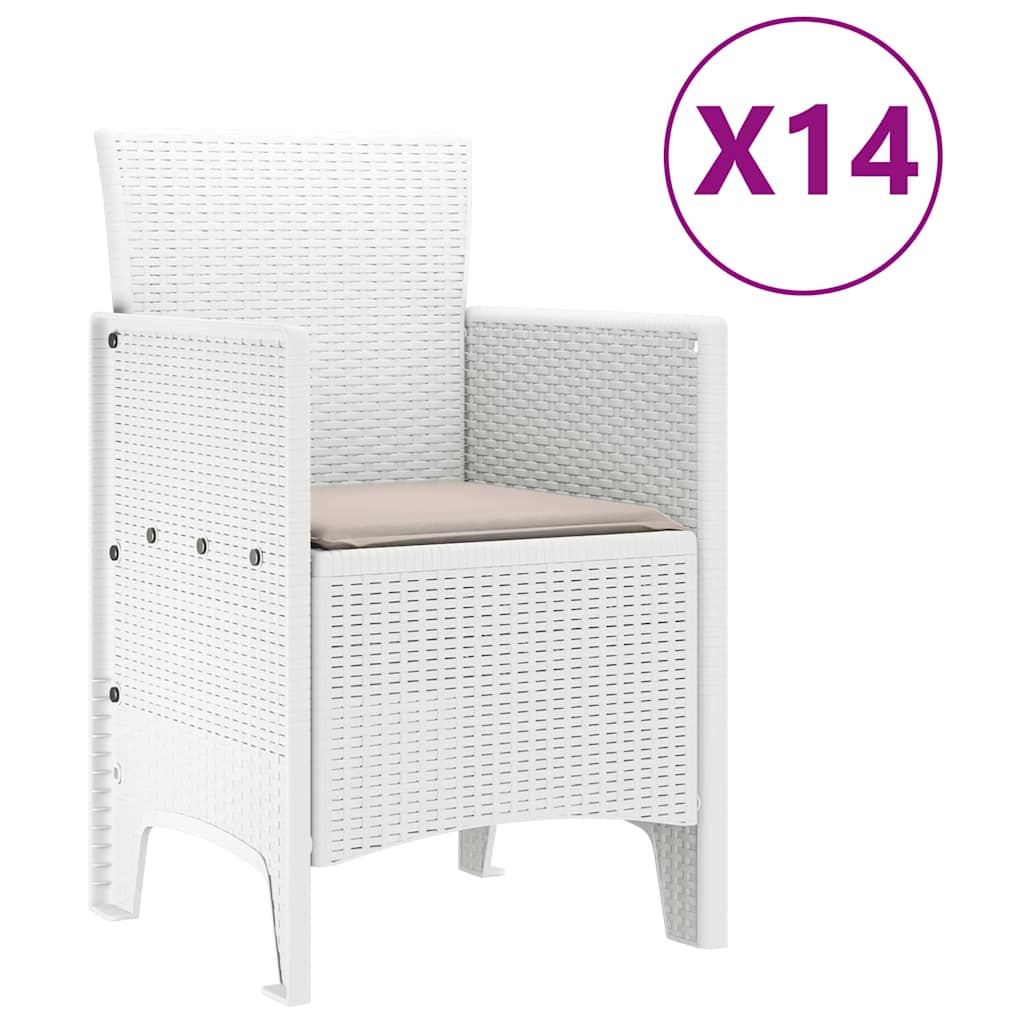 vidaXL Σέτ φαγητού για κήπο 15 τμχ. Λευκό Rattan Polt - Image 5