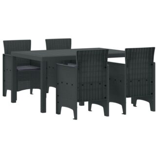 vidaXL Σέτ φαγητού για κήπο 5 τμχ. Ανθρακί Rattan Polt